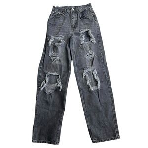 BDG Urban Outfitters High-Rise Baggy Distressed Ripped Jeans Women Size 27 Black